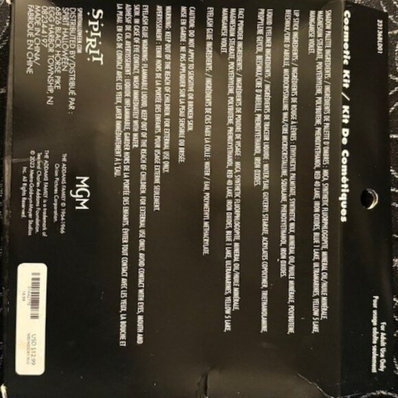 NWT Spirit Halloween The Addams Family Cosmetic Kit - Picture 3 of 3